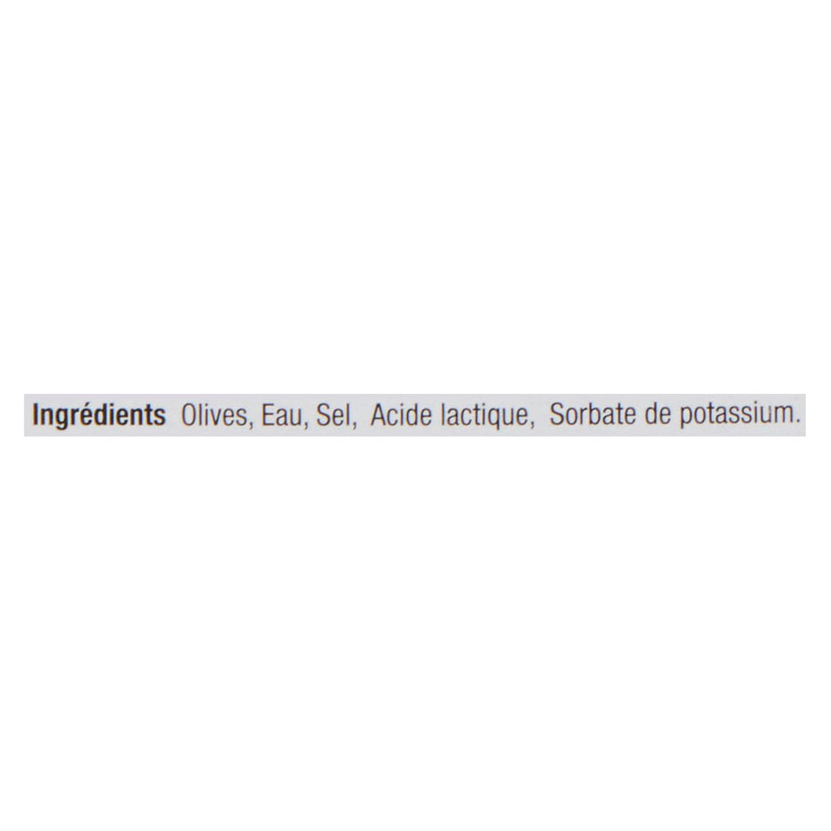 Unico Olives reines — liste d'ingrédients (français)