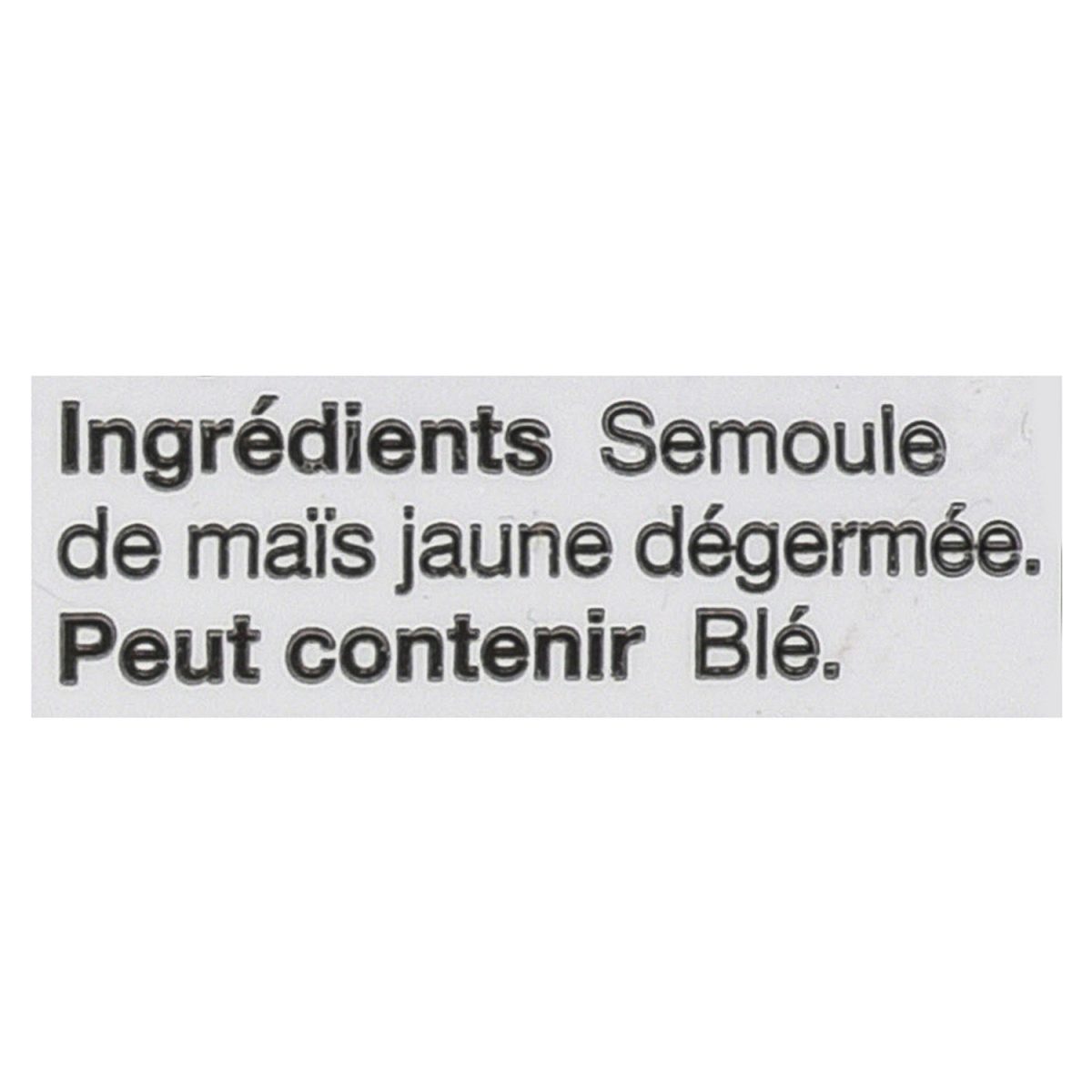 Unico Semoule de maïs — liste d'ingrédients (français)