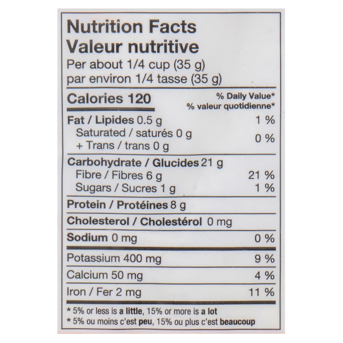 Unico Dry Navy Beans — nutrition facts panel