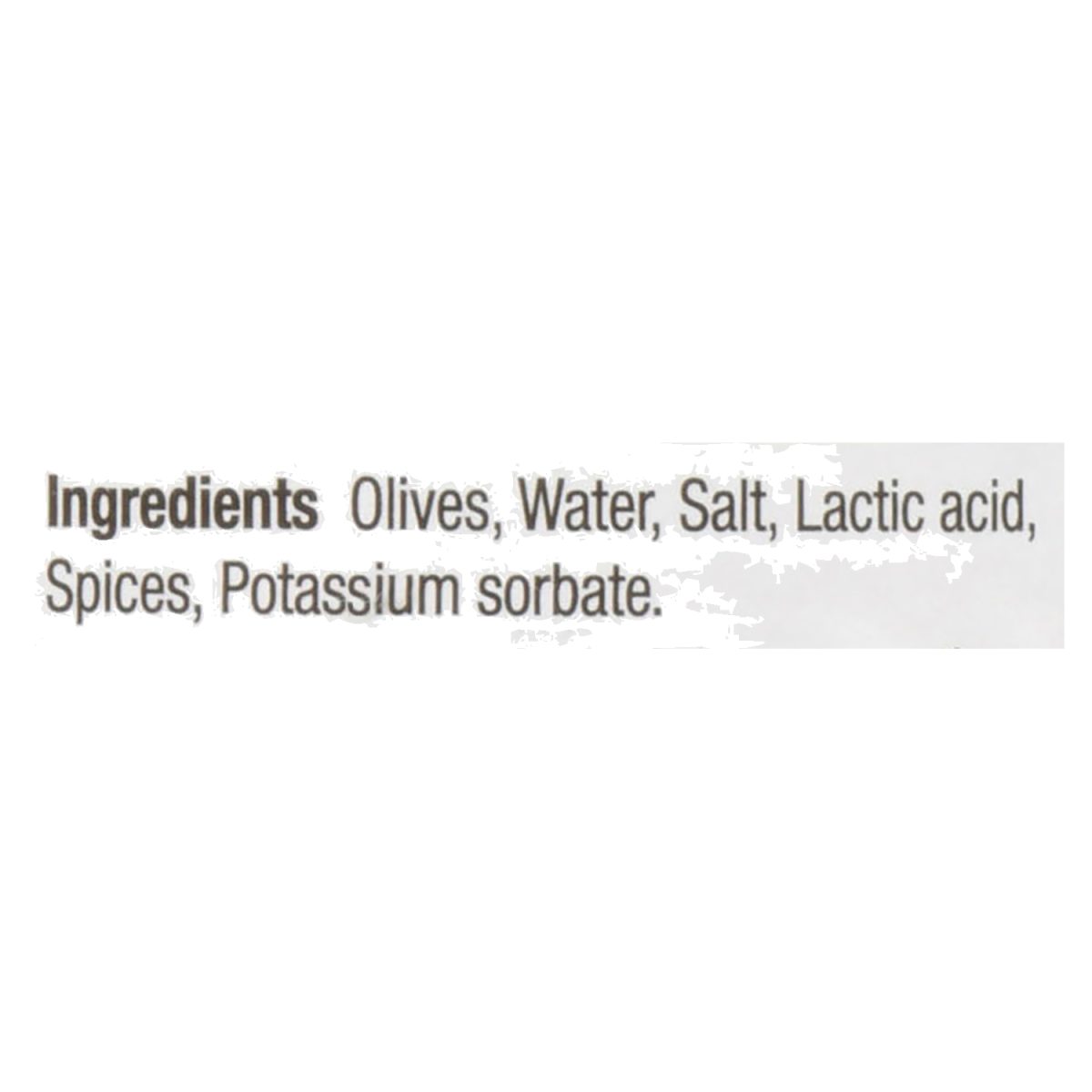 Unico Hot & Spicy Olives — ingredients list (English)
