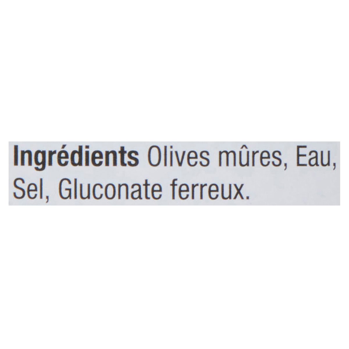 Unico Olives mûres de choix — liste d'ingrédients (français)