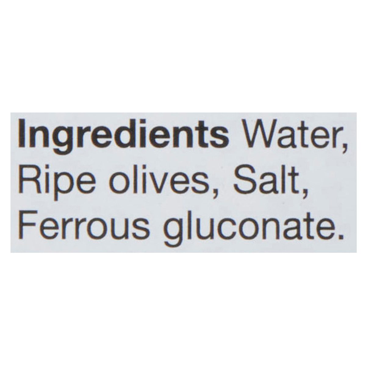 Unico Sliced Ripe Olives — ingredients list (English)