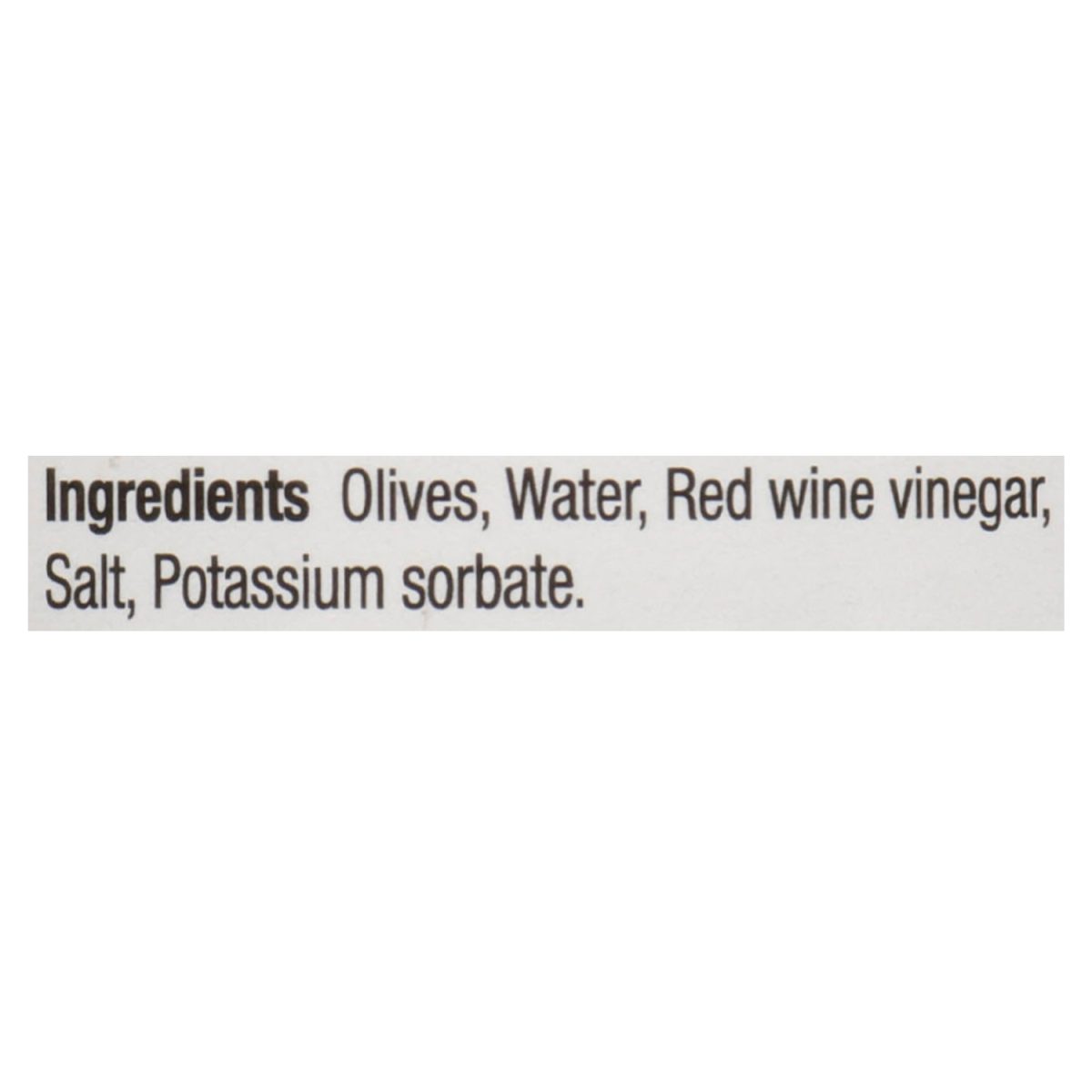 Unico Sliced Kalamata Olives — ingredients list (English)