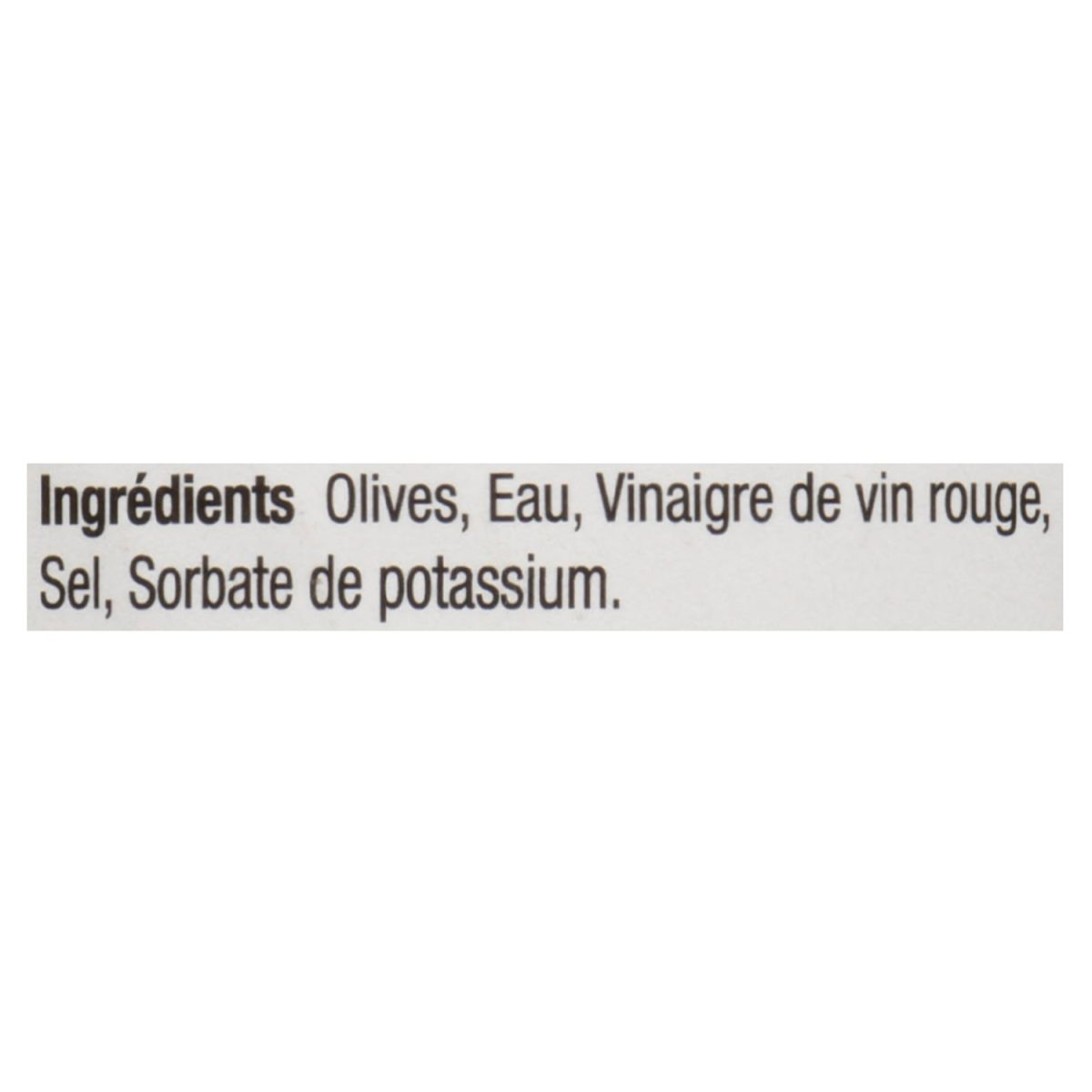 Unico Olives Kalamata tranchées — liste d'ingrédients (français)