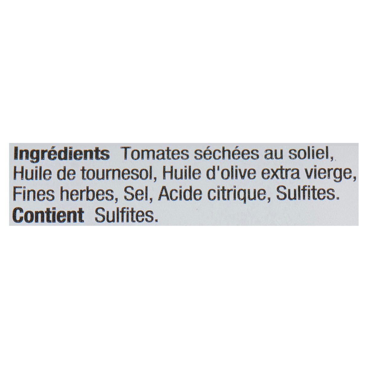 Unico Tomates séchées au soleil — entières — liste d'ingrédients (français)