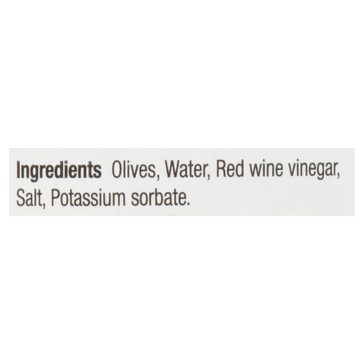 Unico Pitted Kalamata Olives — ingredients list (English)