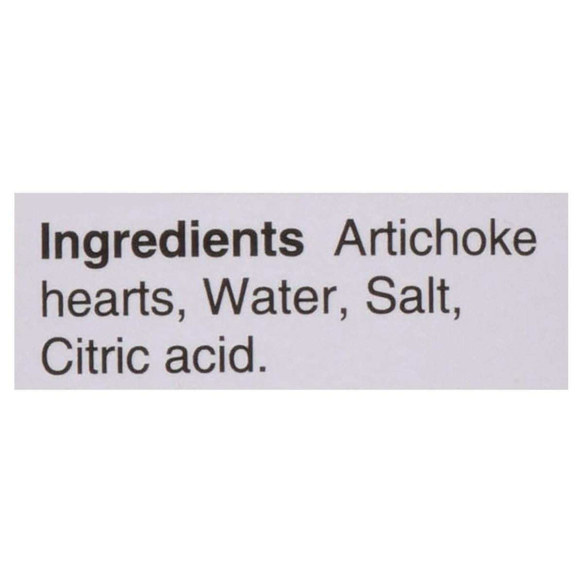 Unico Artichoke Hearts — ingredients list (English)
