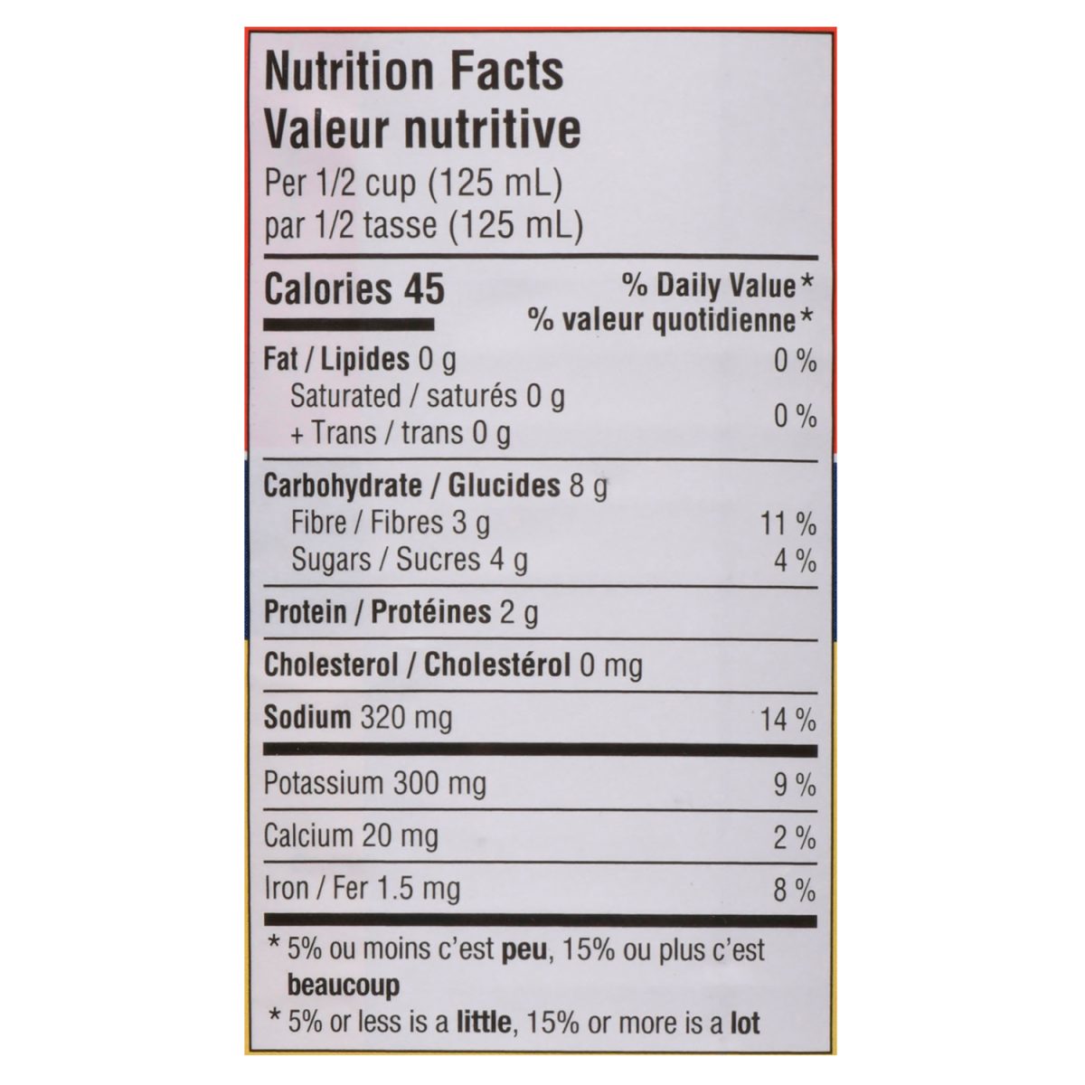 Unico Artichoke Hearts — nutrition facts panel