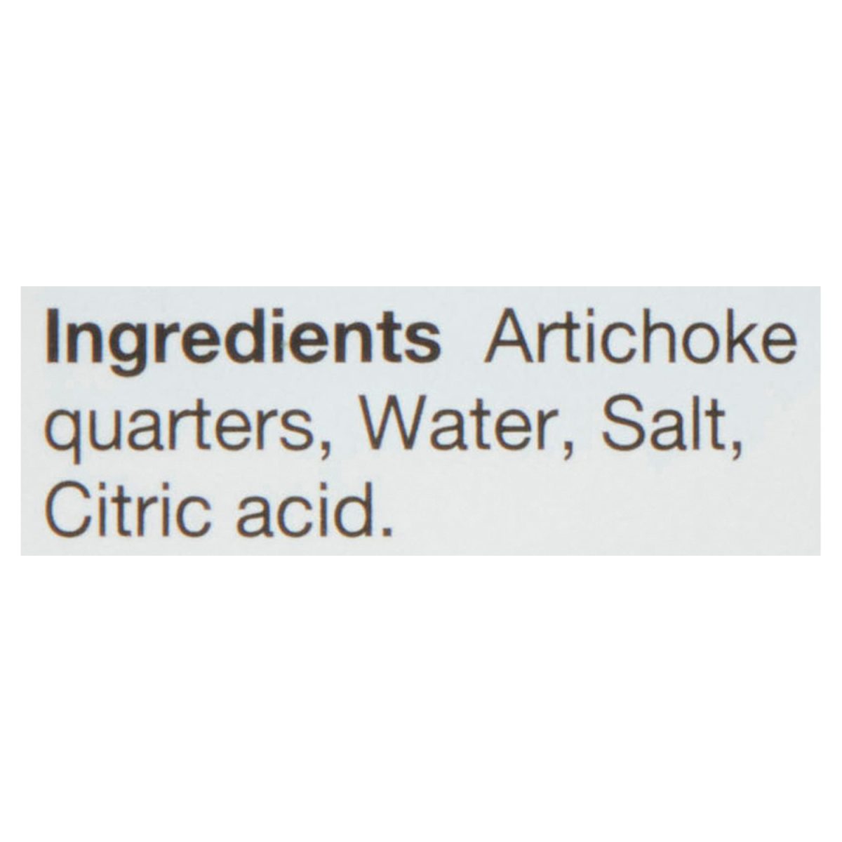 Unico Artichoke Quarters — ingredients list (English)