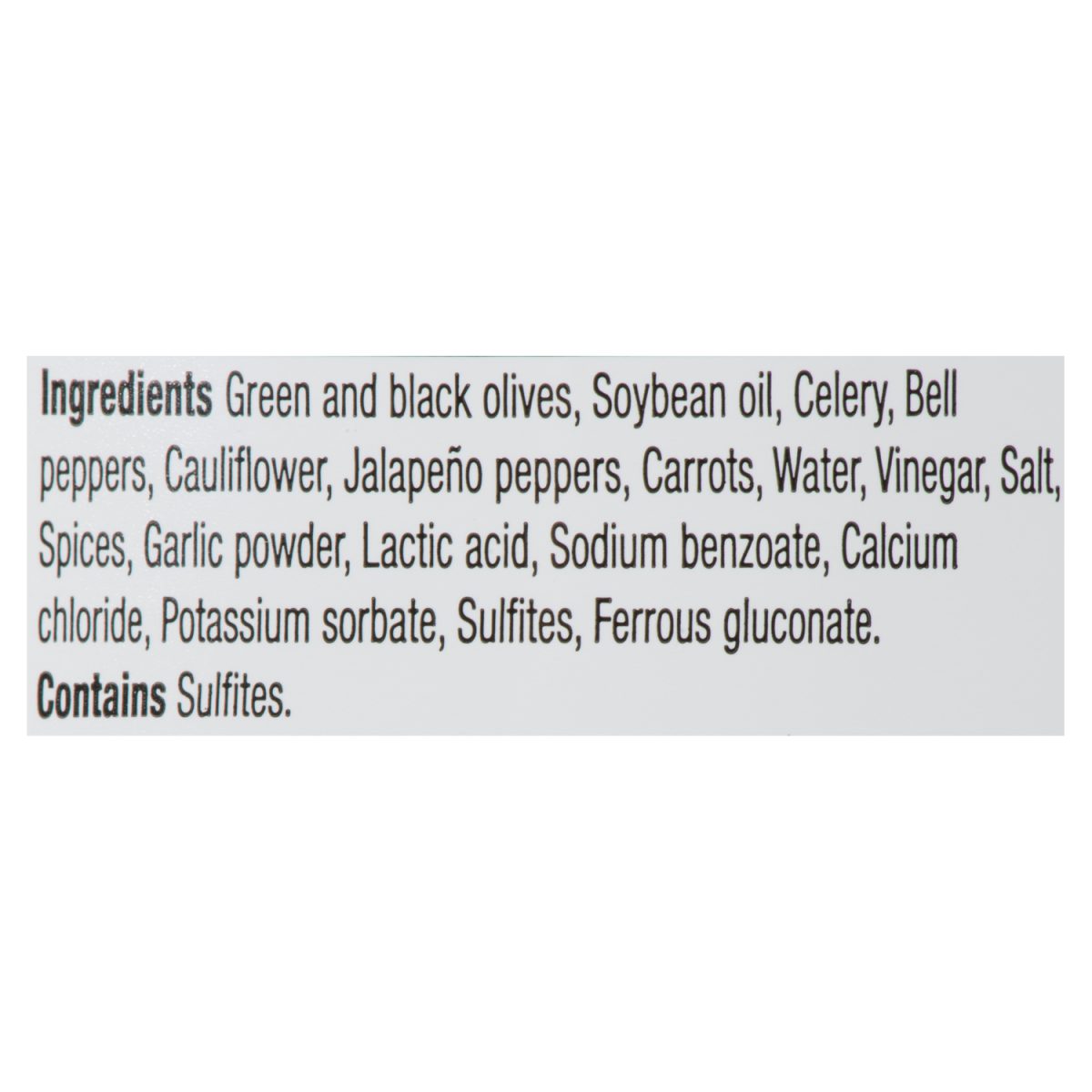 Unico Muffuletta Olive Salad — Hot — ingredients list (English)