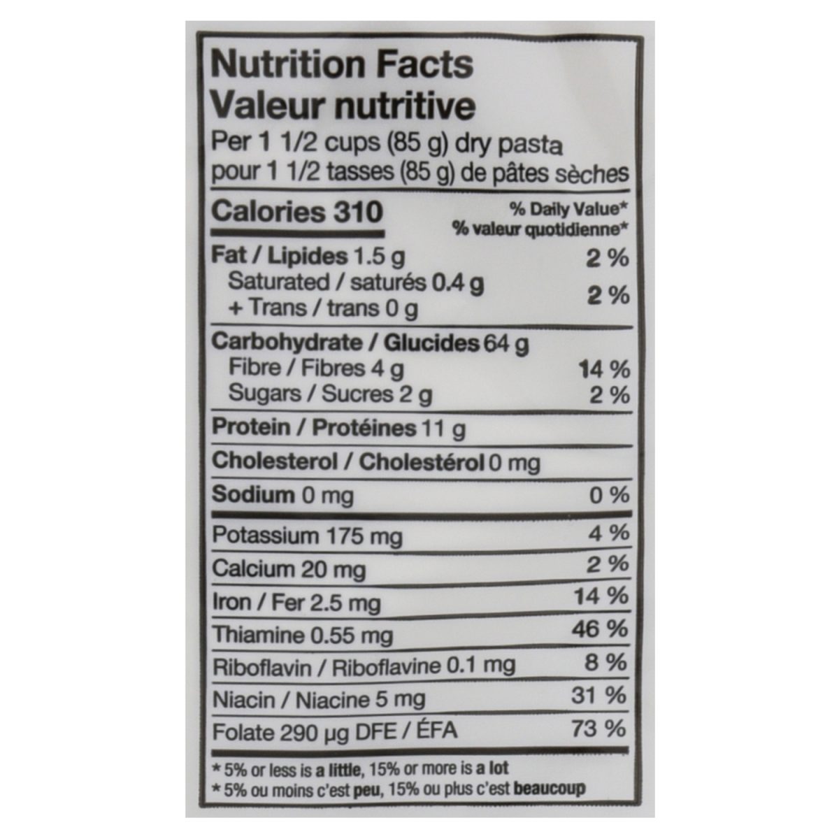 Unico Scoobi Doo — nutrition facts panel