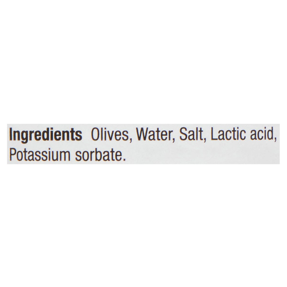 Unico Jumbo Olives — ingredients list (English)