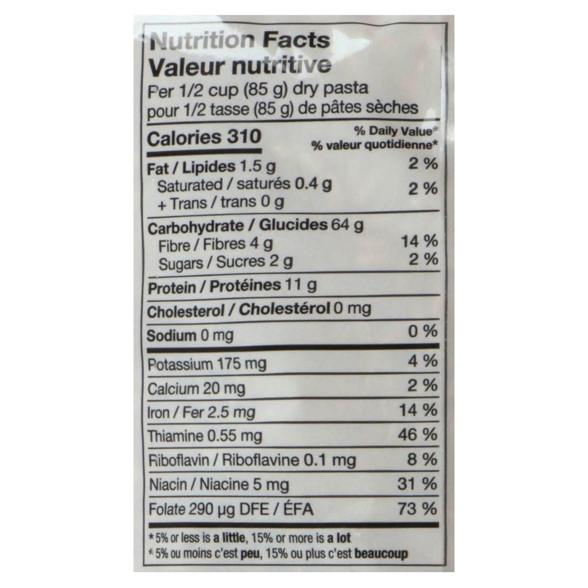 Unico Orzo — tableau de la valeur nutritive