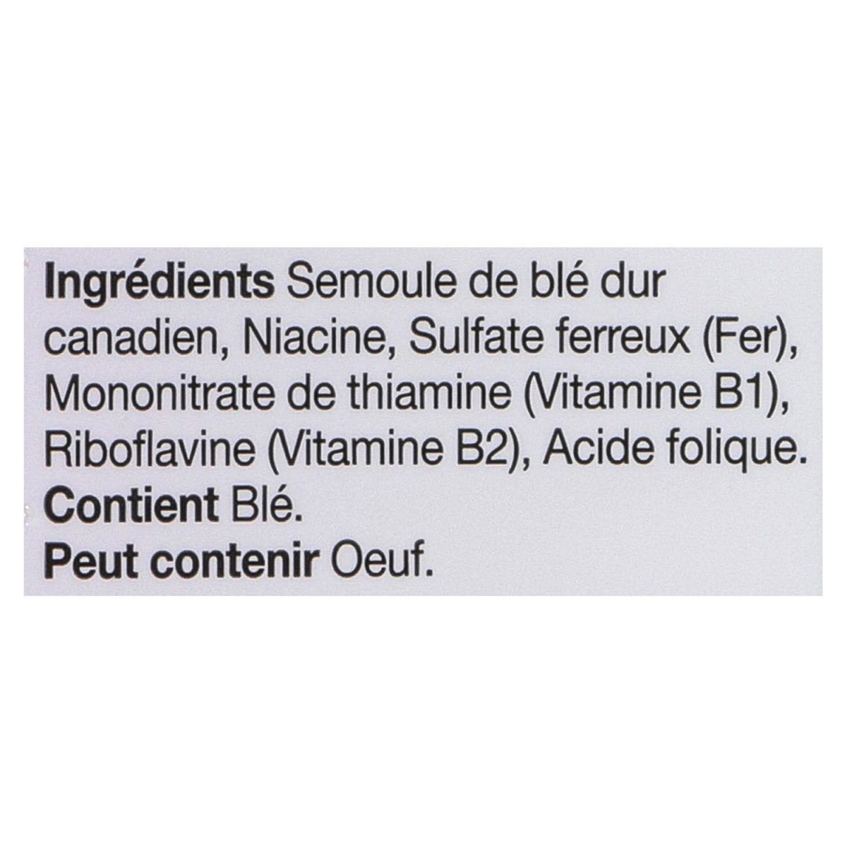 Unico Pennine Rigate — liste d'ingrédients (français)