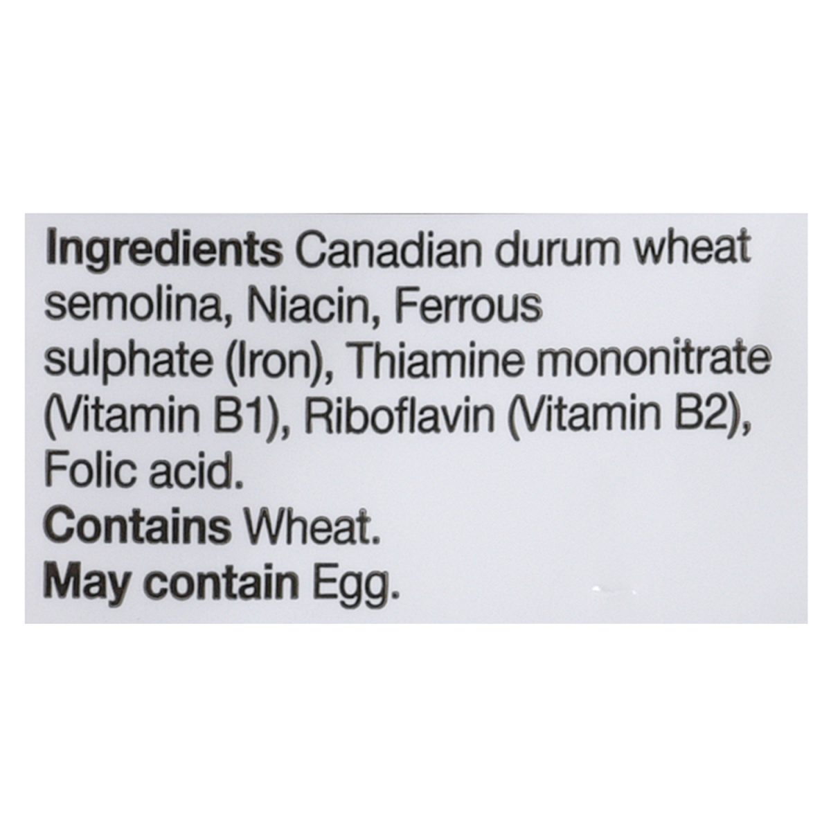 Unico Rotini — ingredients list (English)