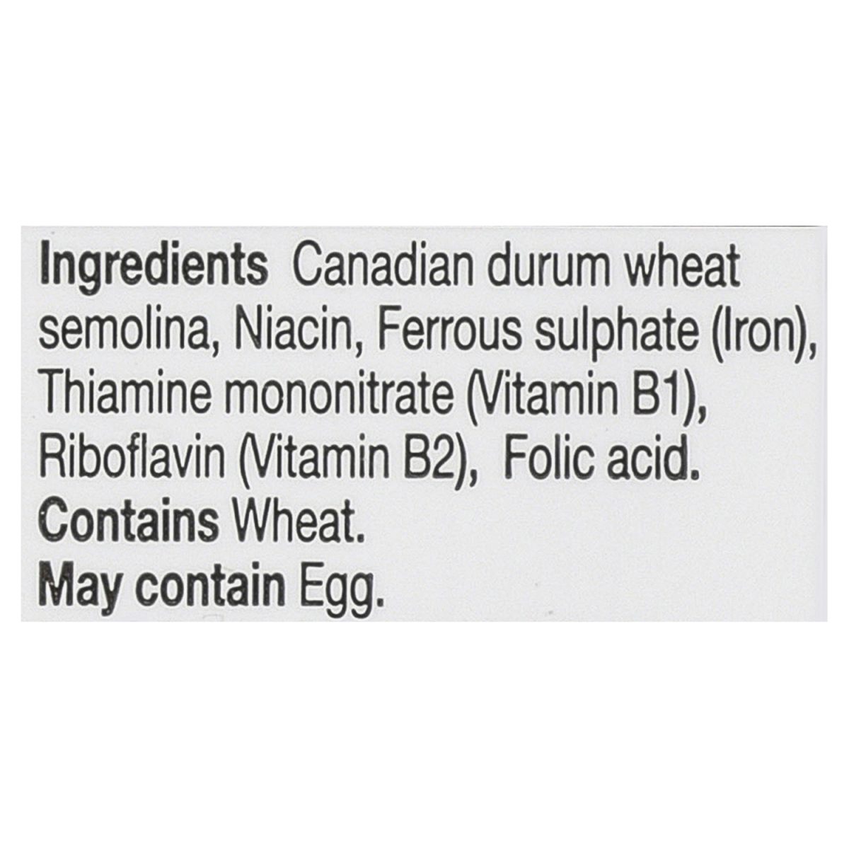 Unico Spaghetti — ingredients list (English)
