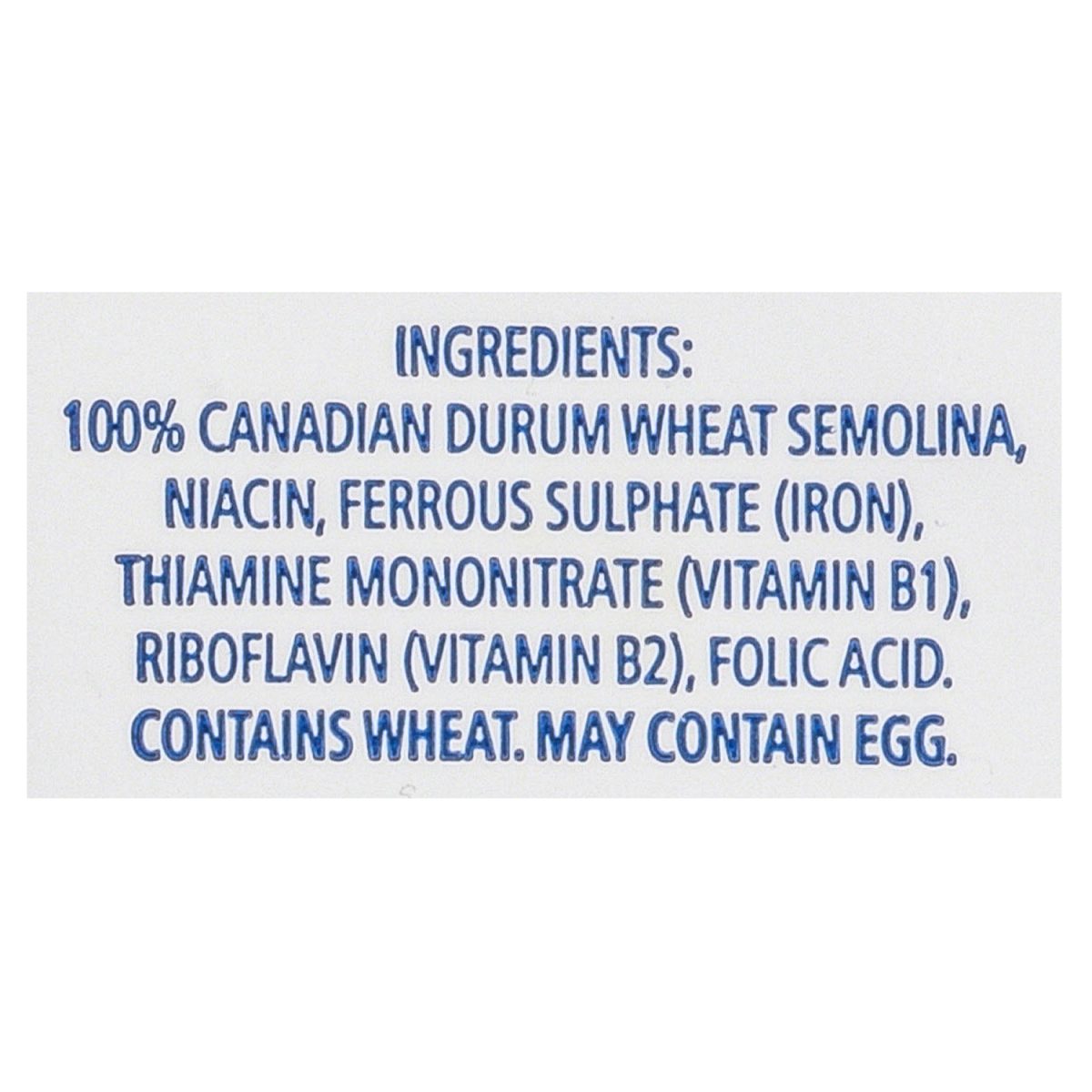 Unico Linguine — ingredients list (English)