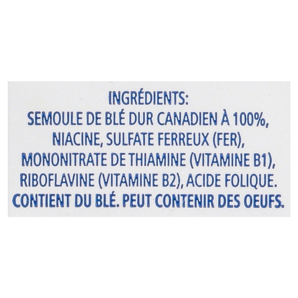 Unico Linguine — liste d'ingrédients (français)