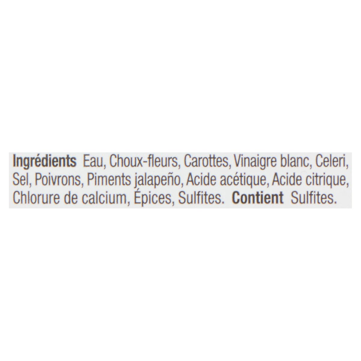 Unico Légumes mélangés forts — liste d'ingrédients (français)