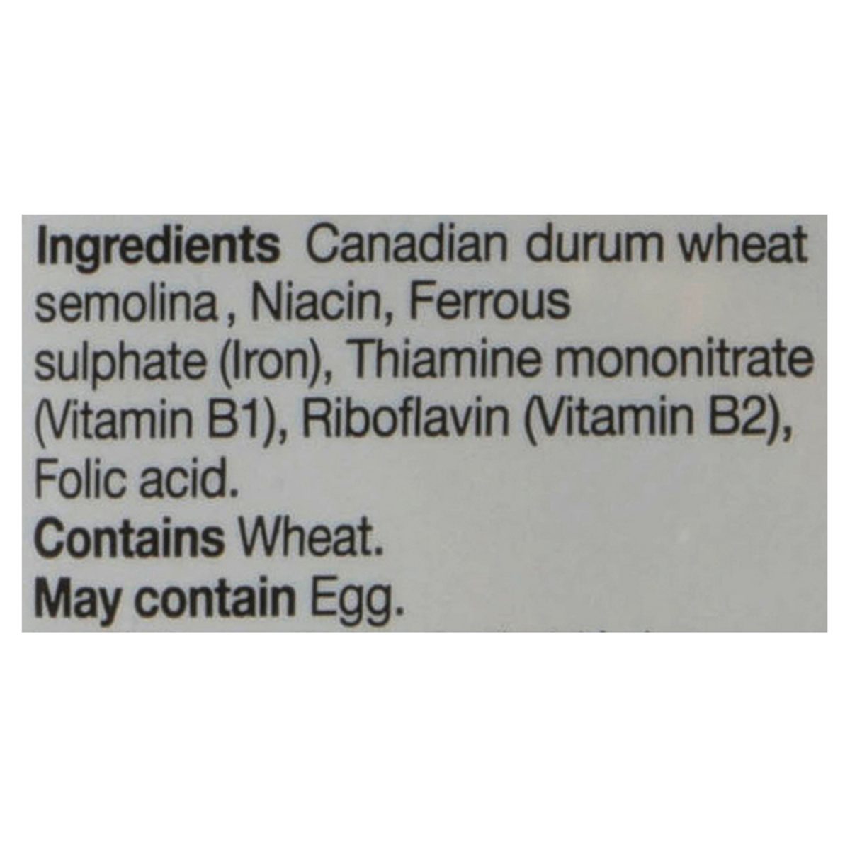 Unico Fusilli — ingredients list (English)