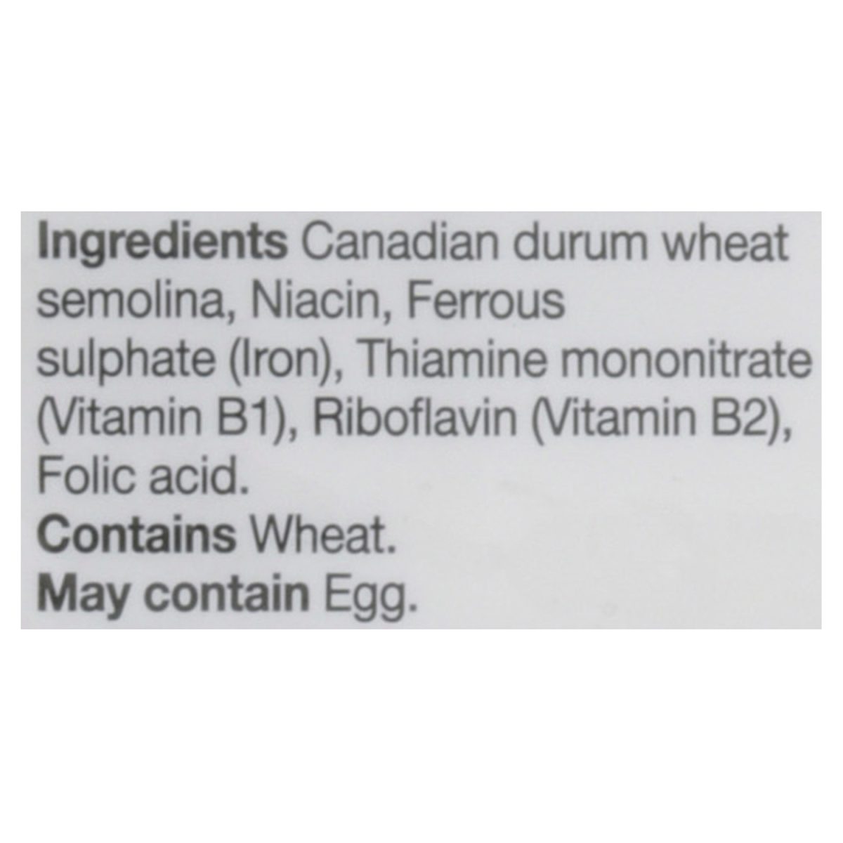 Unico Rigatoni — ingredients list (English)