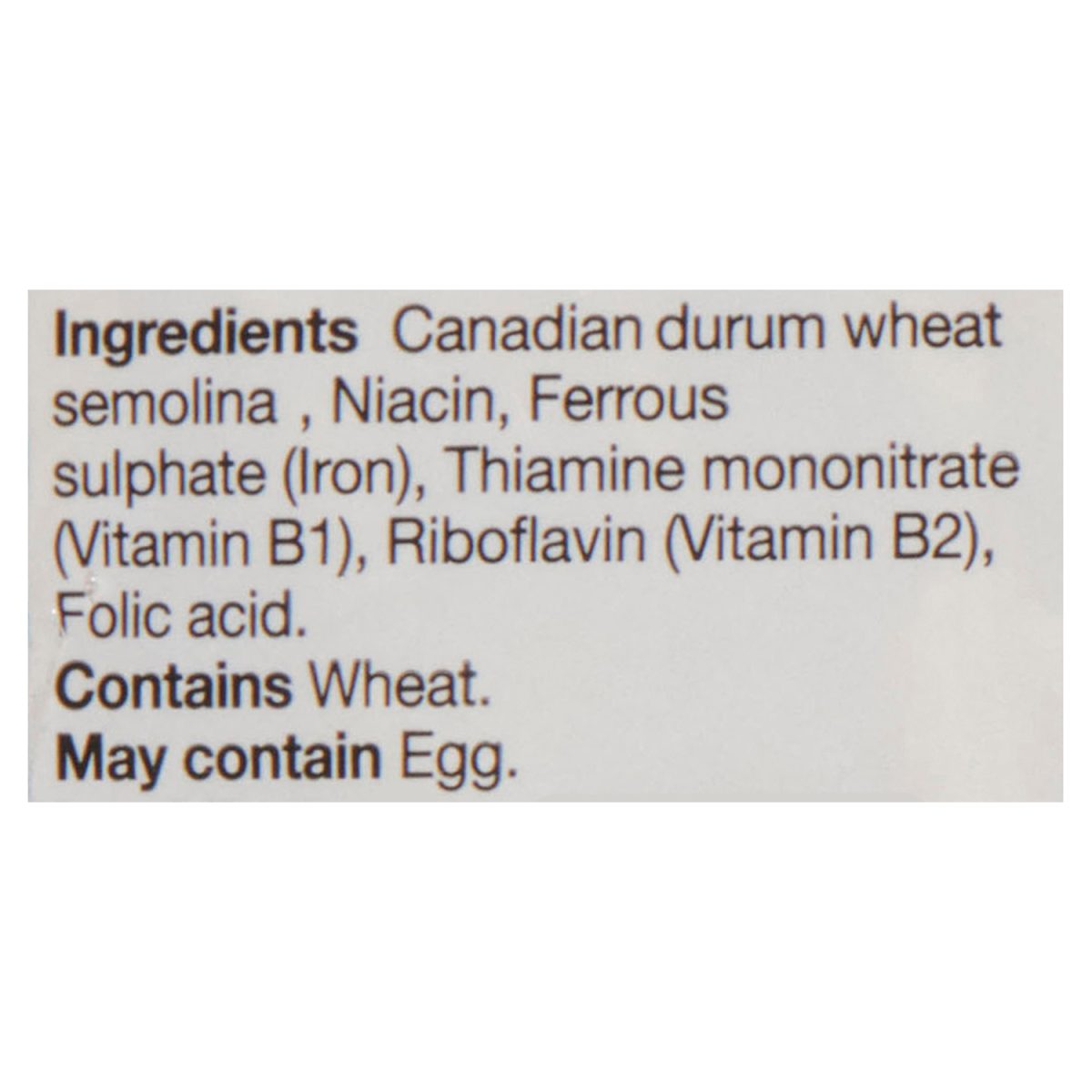 Unico Penne Lisce — ingredients list (English)
