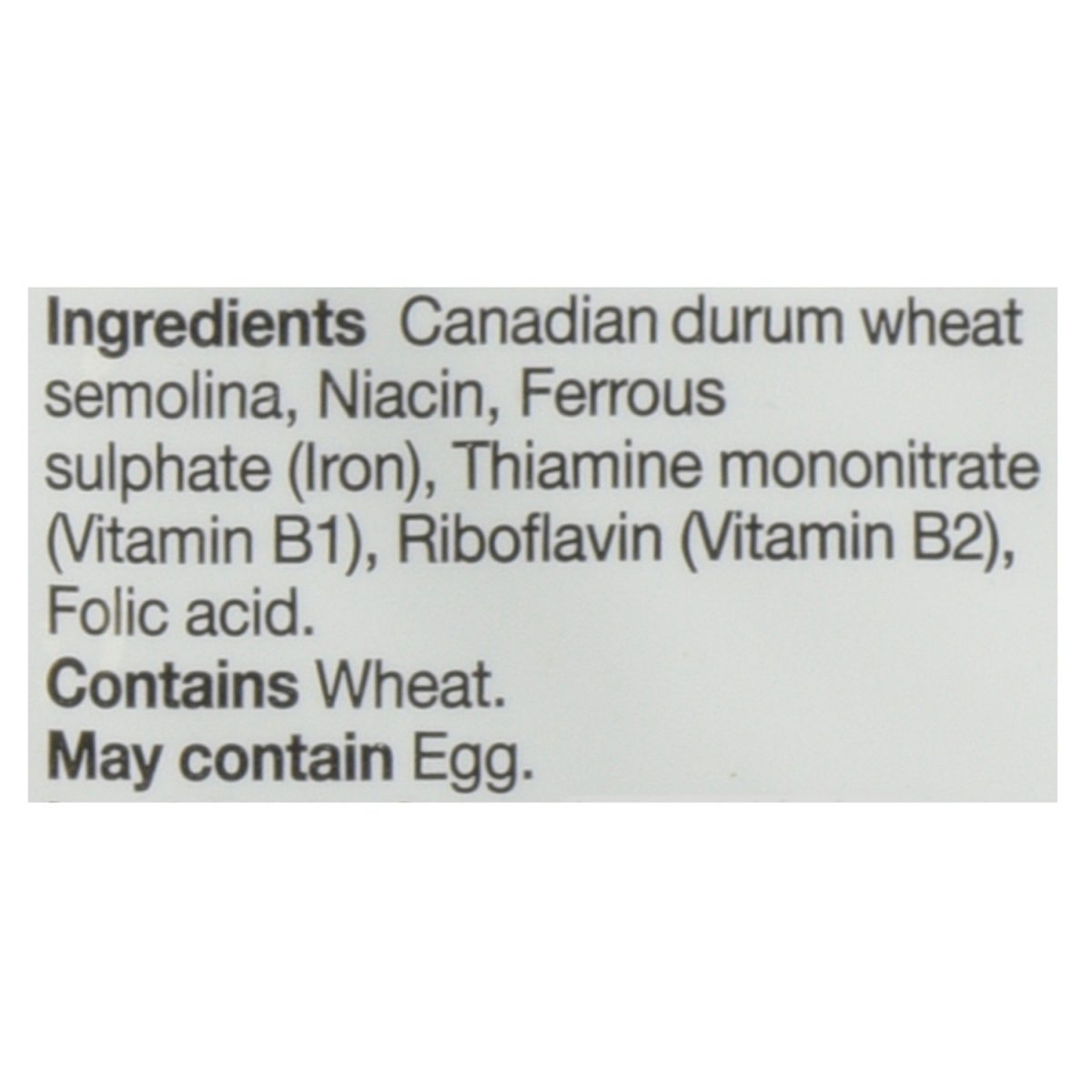 Unico Farfalle — ingredients list (English)
