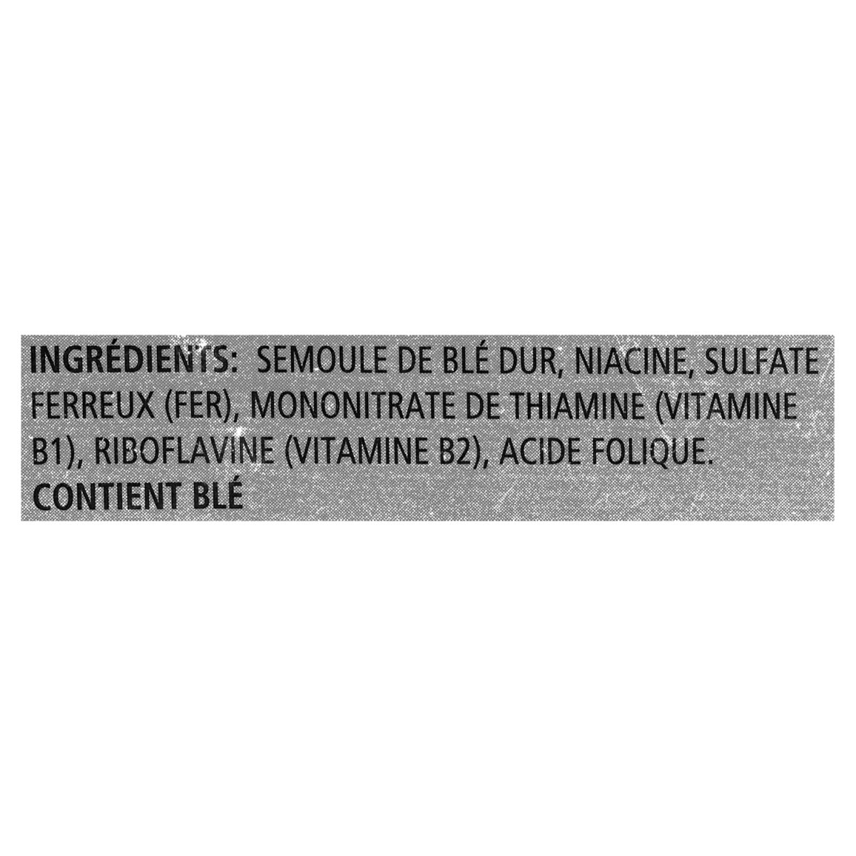 Unico Manicotti — liste d'ingrédients (français)