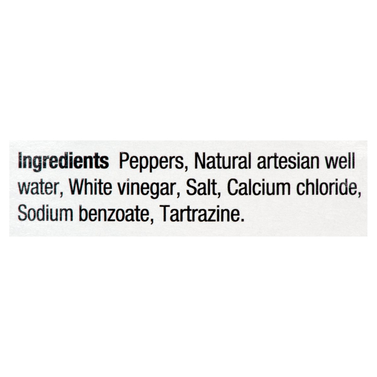 Unico Hot Pepper Rings — ingredients list (English)