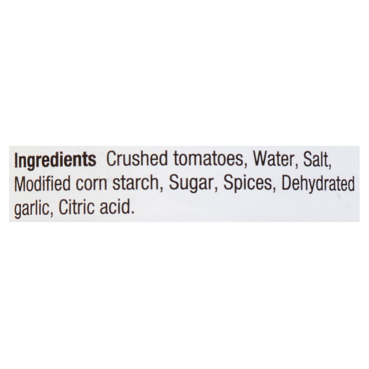 Unico Pizza Sauce — Hot & Spicy — ingredients list (English)