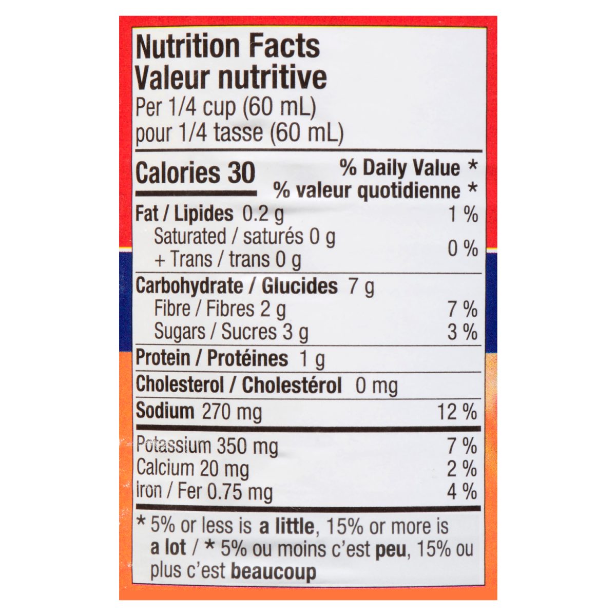 Unico Sauce à pizza — Forte et épicée — tableau de la valeur nutritive