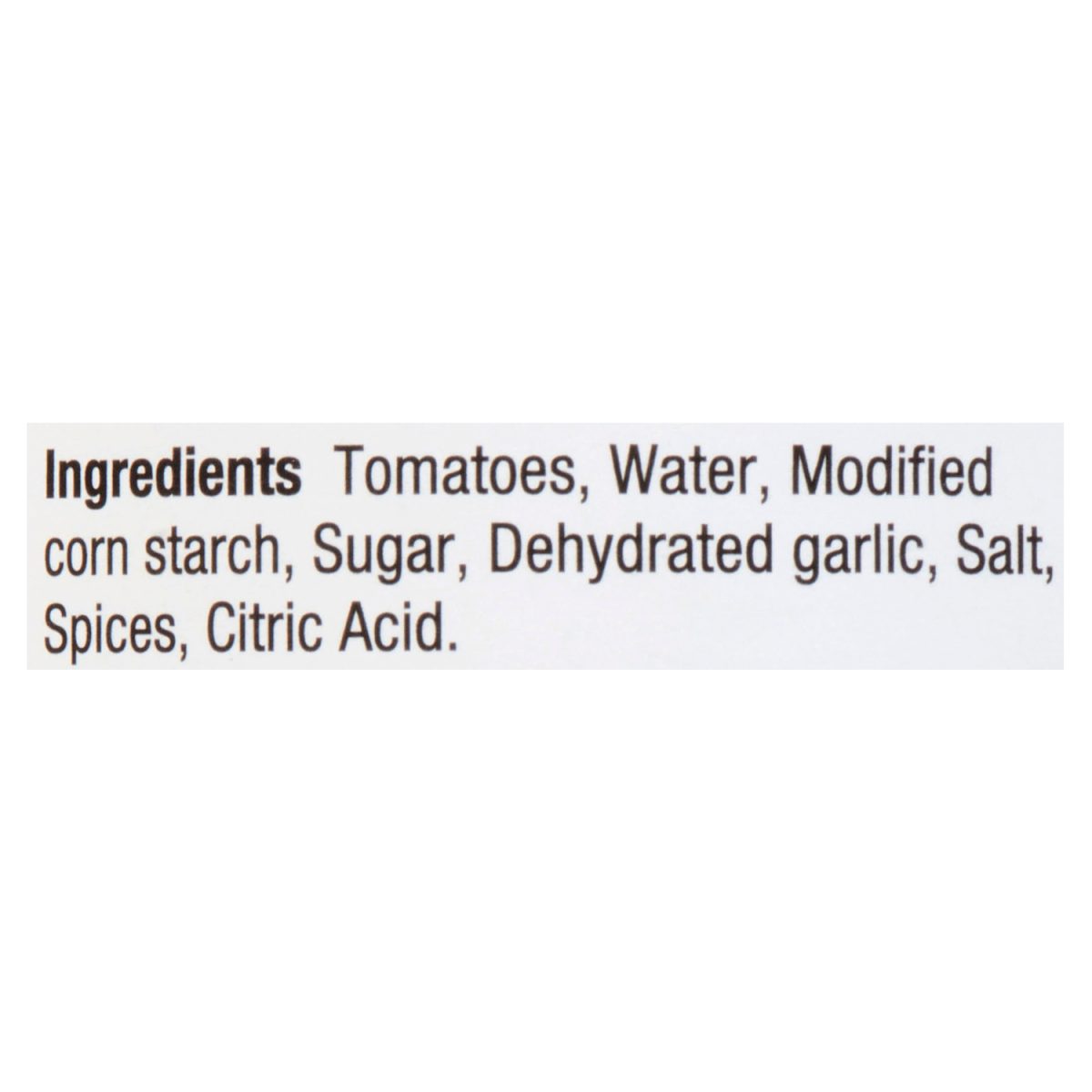 Unico Pizza Sauce — Garlic & Basil — ingredients list (English)