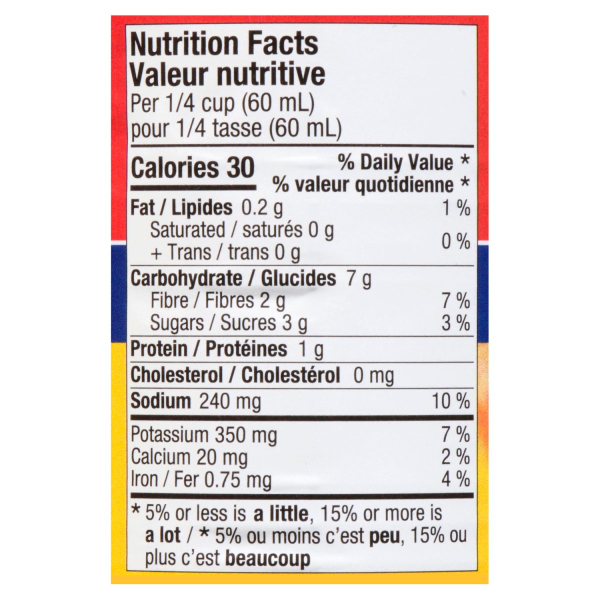 Unico Sauce à pizza — Ail et basilic — tableau de la valeur nutritive