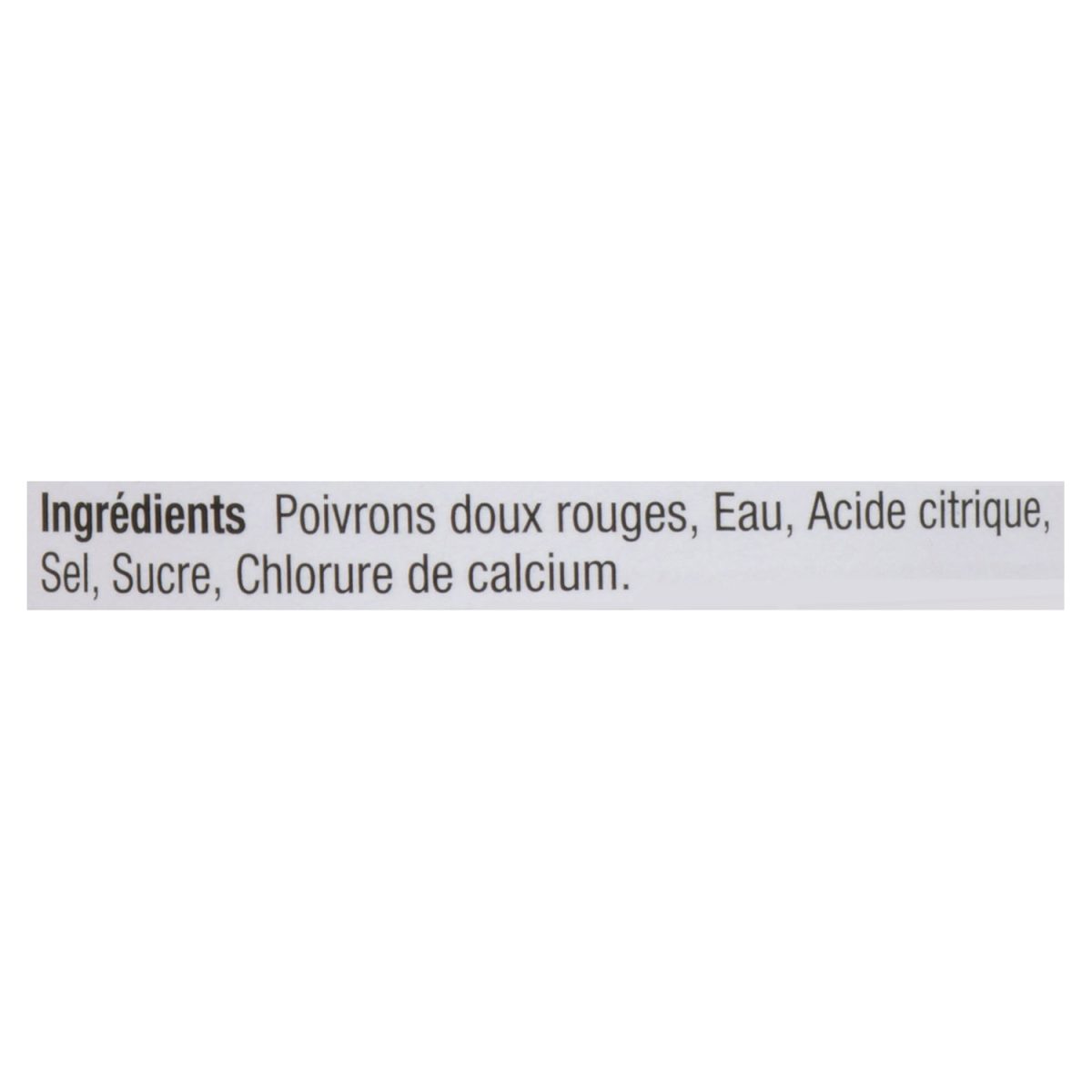 Unico Poivrons doux rôtis — entiers — liste d'ingrédients (français)