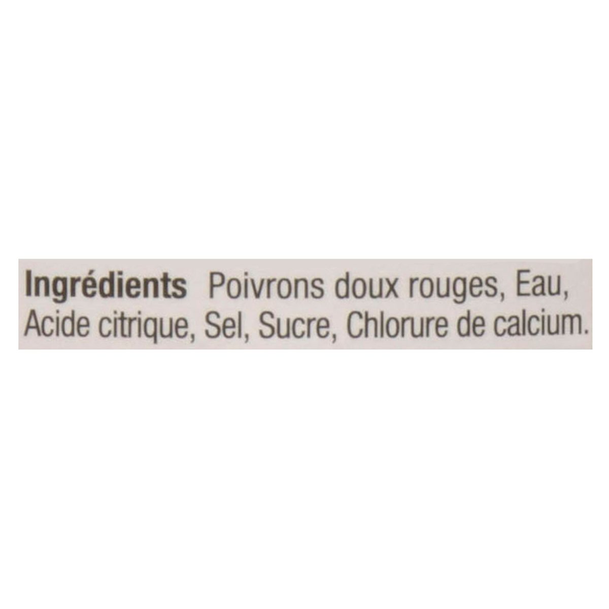 Unico Poivrons doux rôtis — tranchés — liste d'ingrédients (français)