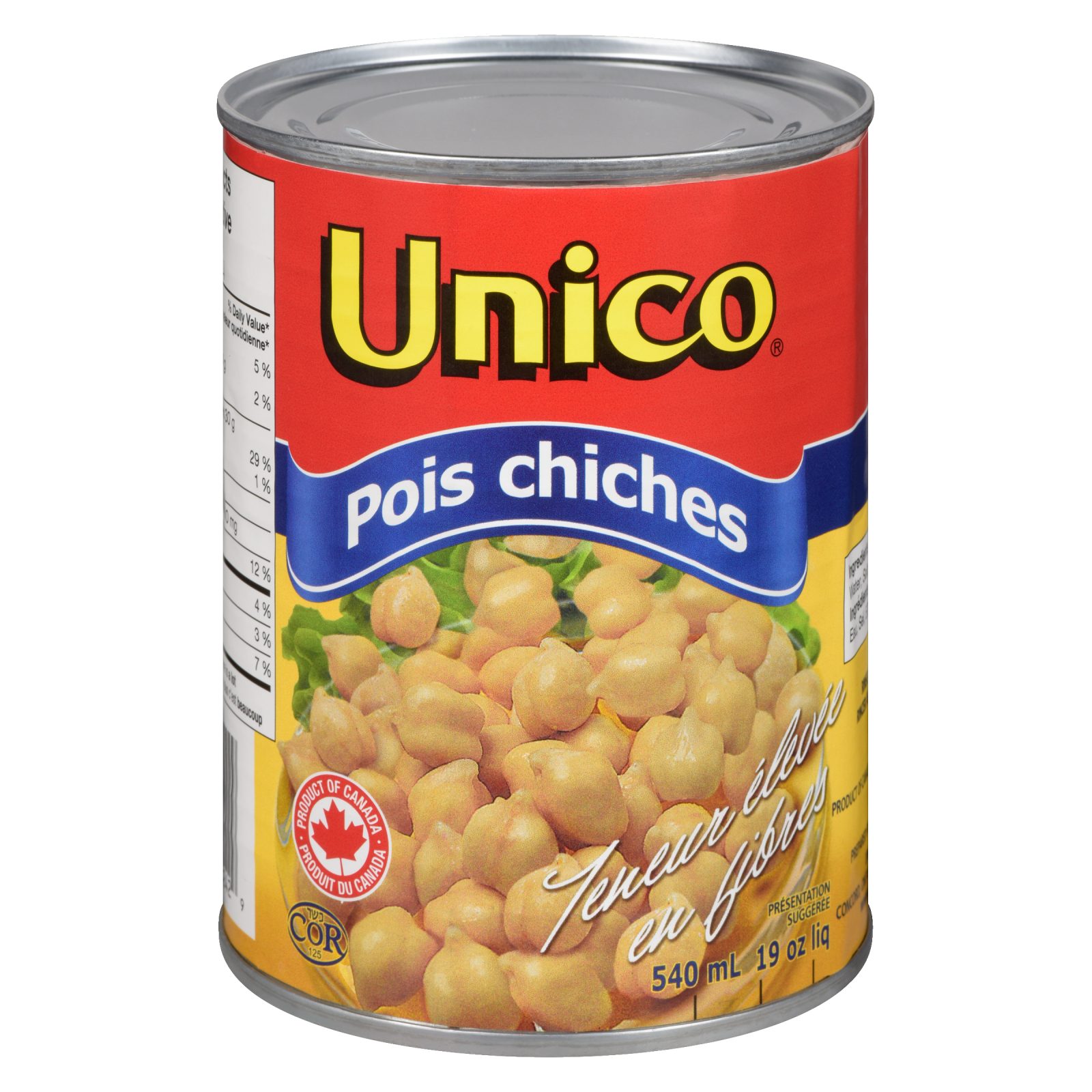 Unico Pois chiches — étiquette avant (français)
