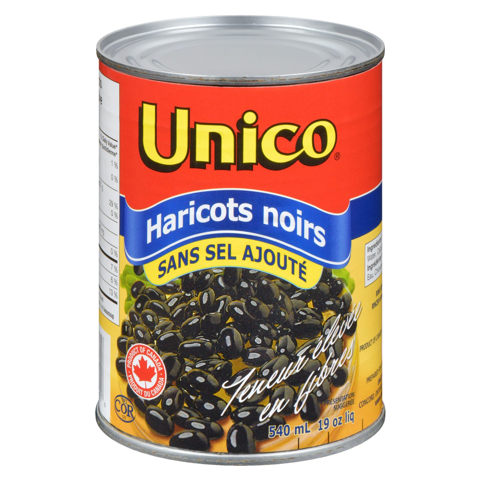 Unico Haricots noirs — sans sel ajouté — photo du produit (français)