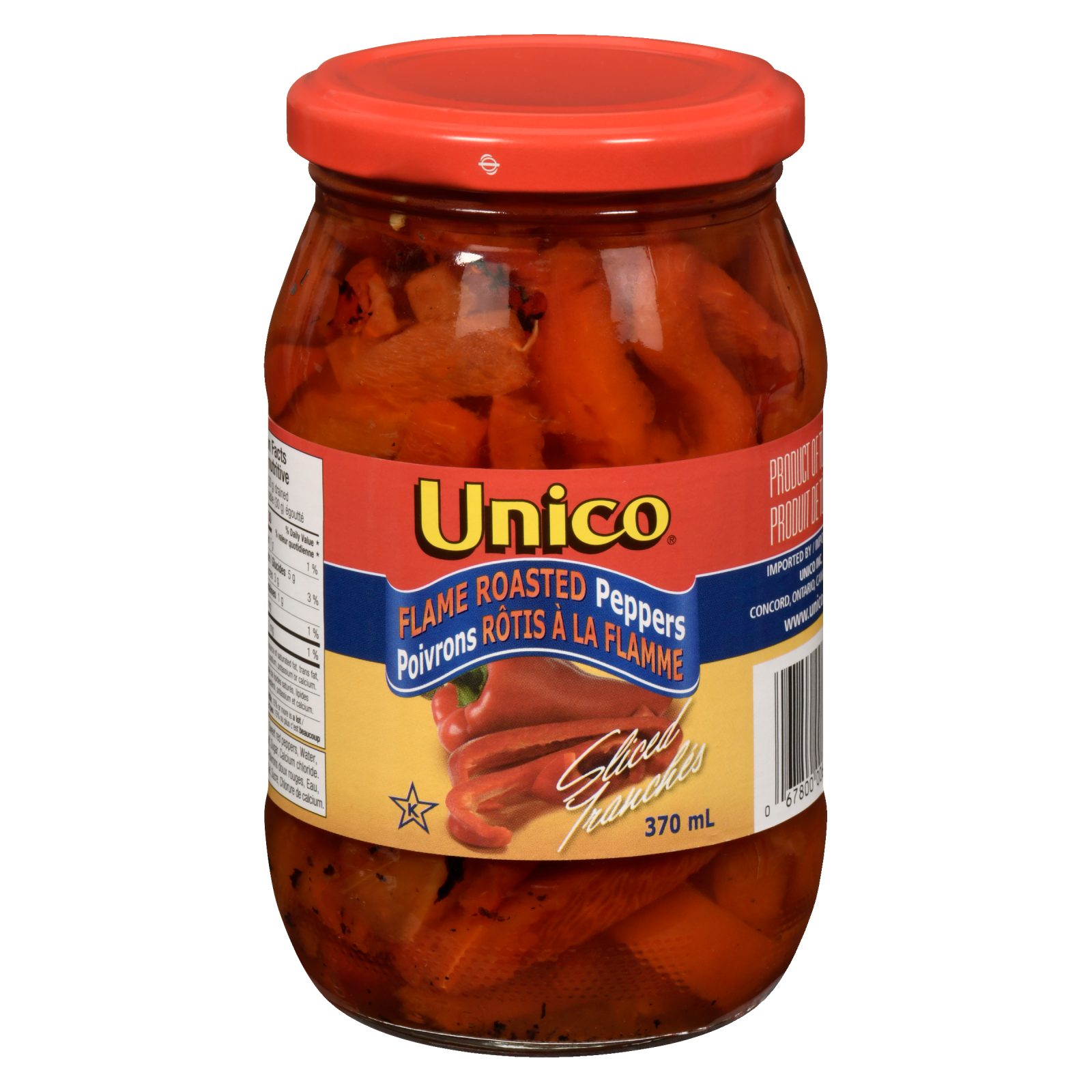 Unico Roasted Sweet Peppers — Sliced — product photo