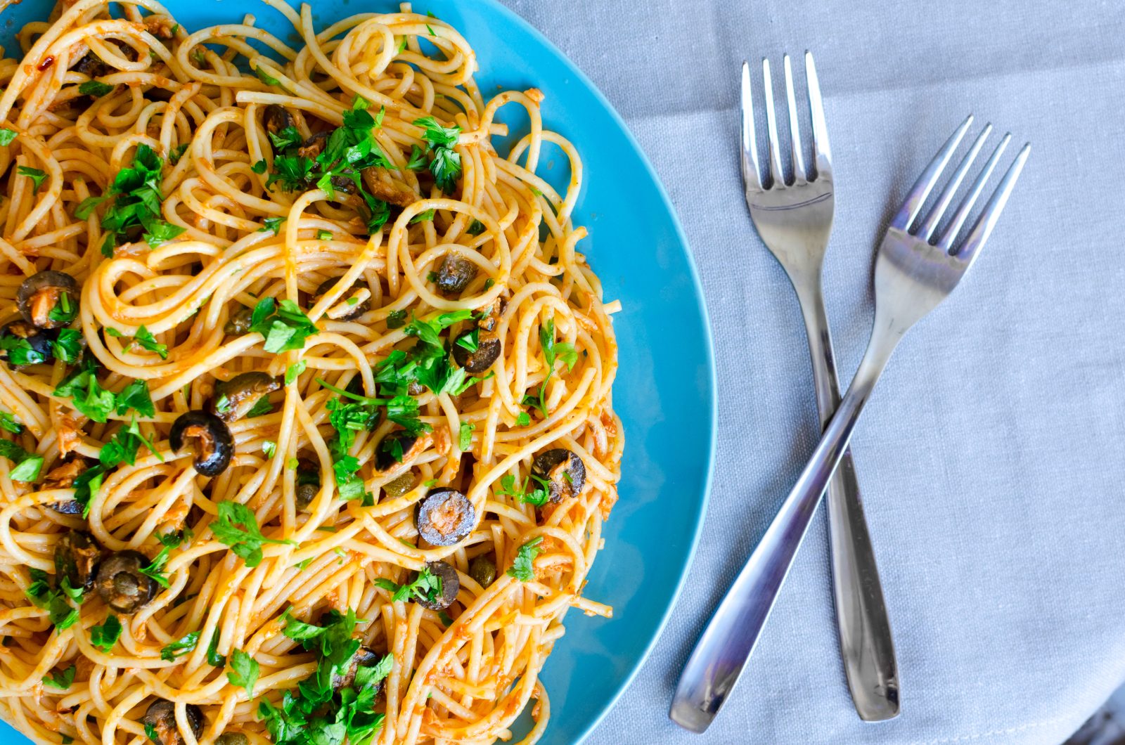 Cappellini with Caper and Tuna Sauce — prepared dish