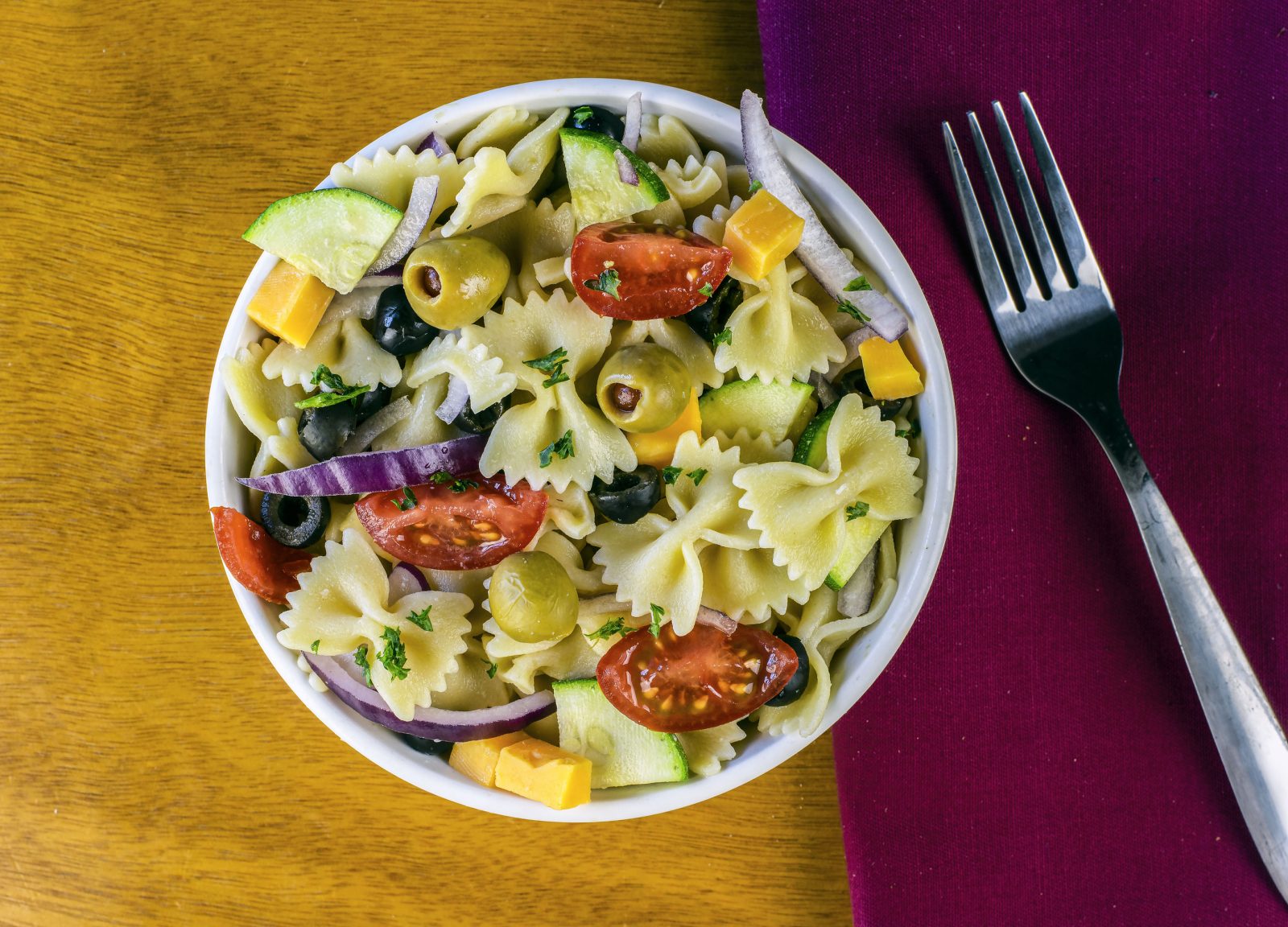 Warm Farfalle Pasta Salad — prepared dish