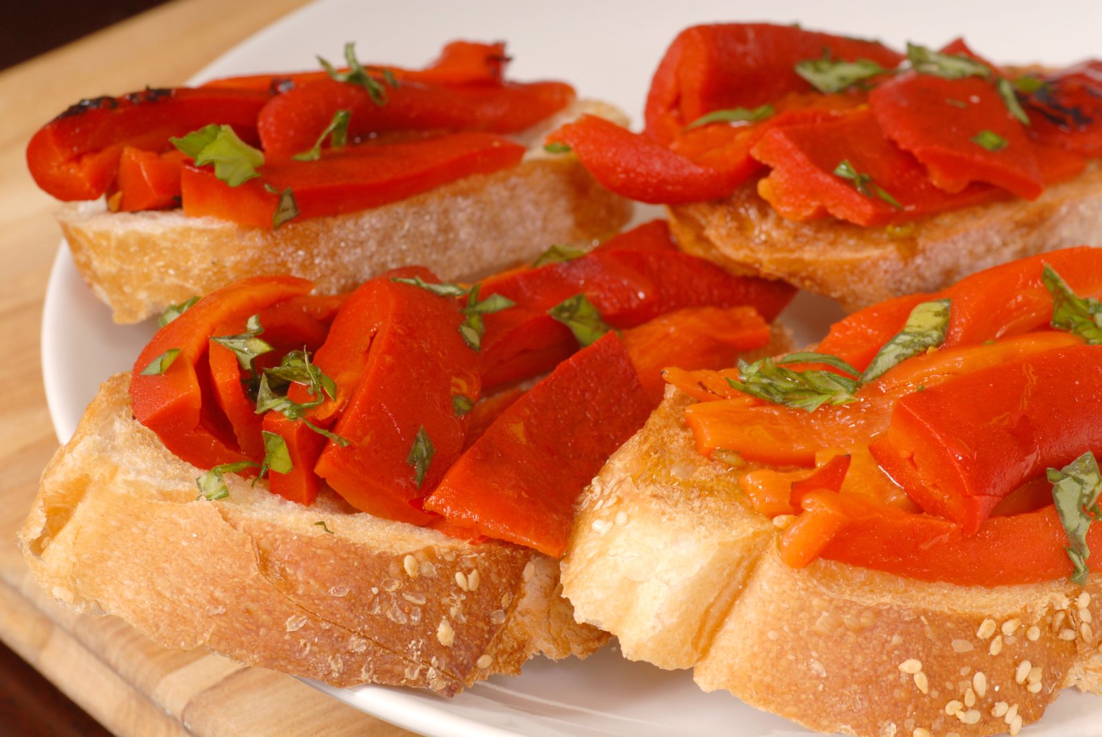 Bruschetta with Roasted Peppers — prepared dish