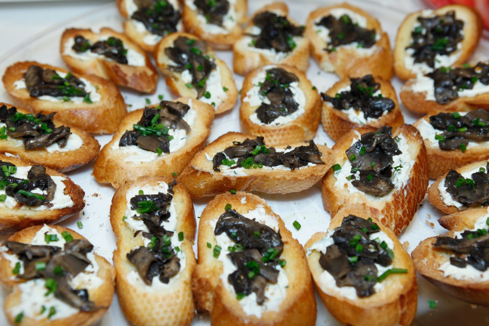 Crostini with Mushroom and Olive Pesto — prepared dish