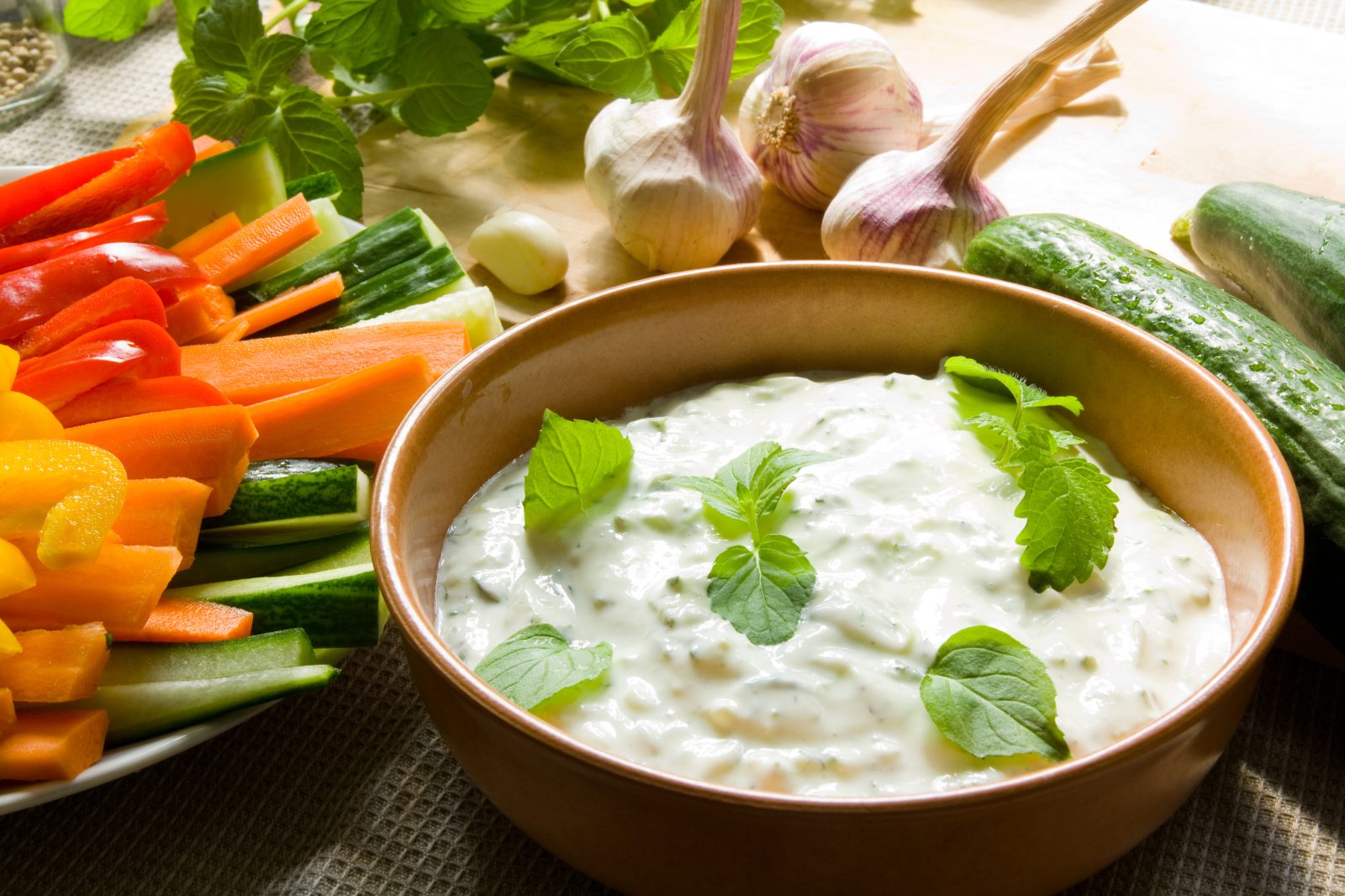 Tzatziki and Black Olive Dip — prepared dish