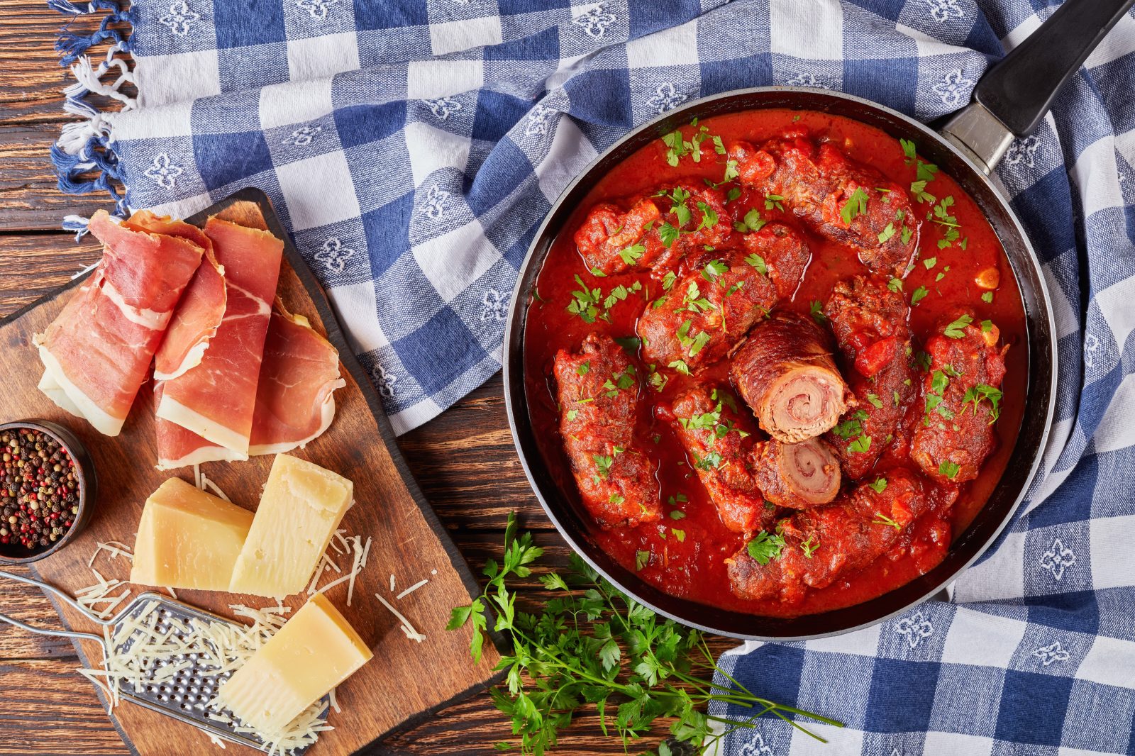 Beef Braciola in Wine Sauce — prepared dish