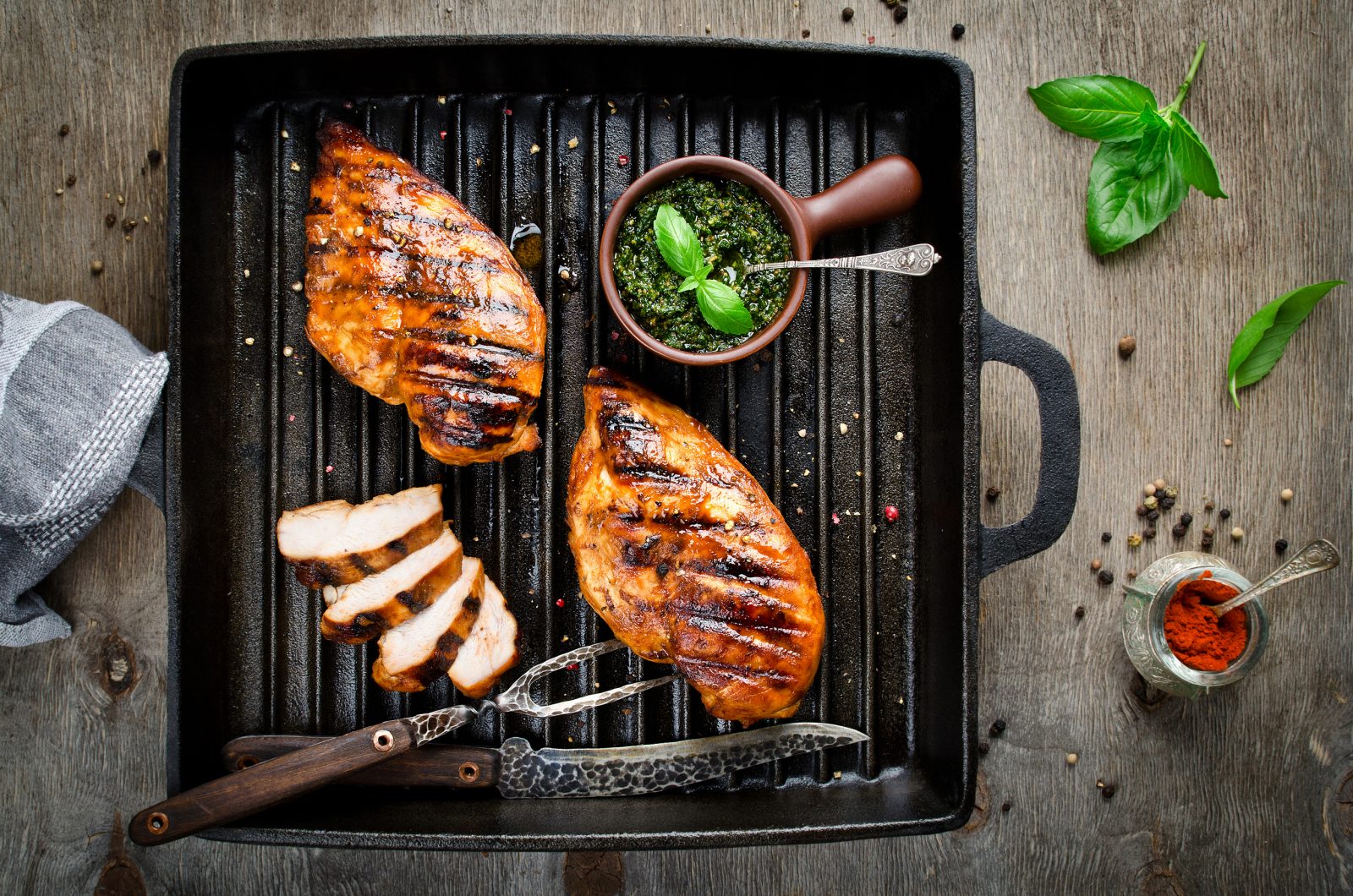 Grilled Chicken with Sun-Dried Tomato Pesto — prepared dish