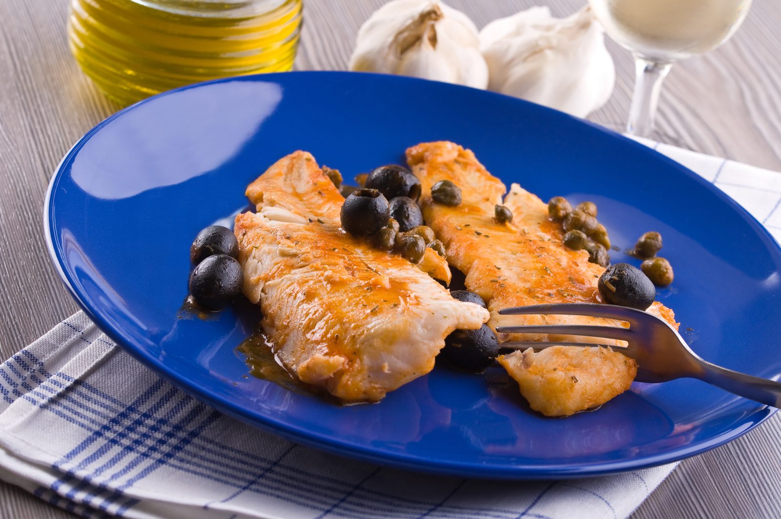 Sea Bass with Olive Sauce — prepared dish