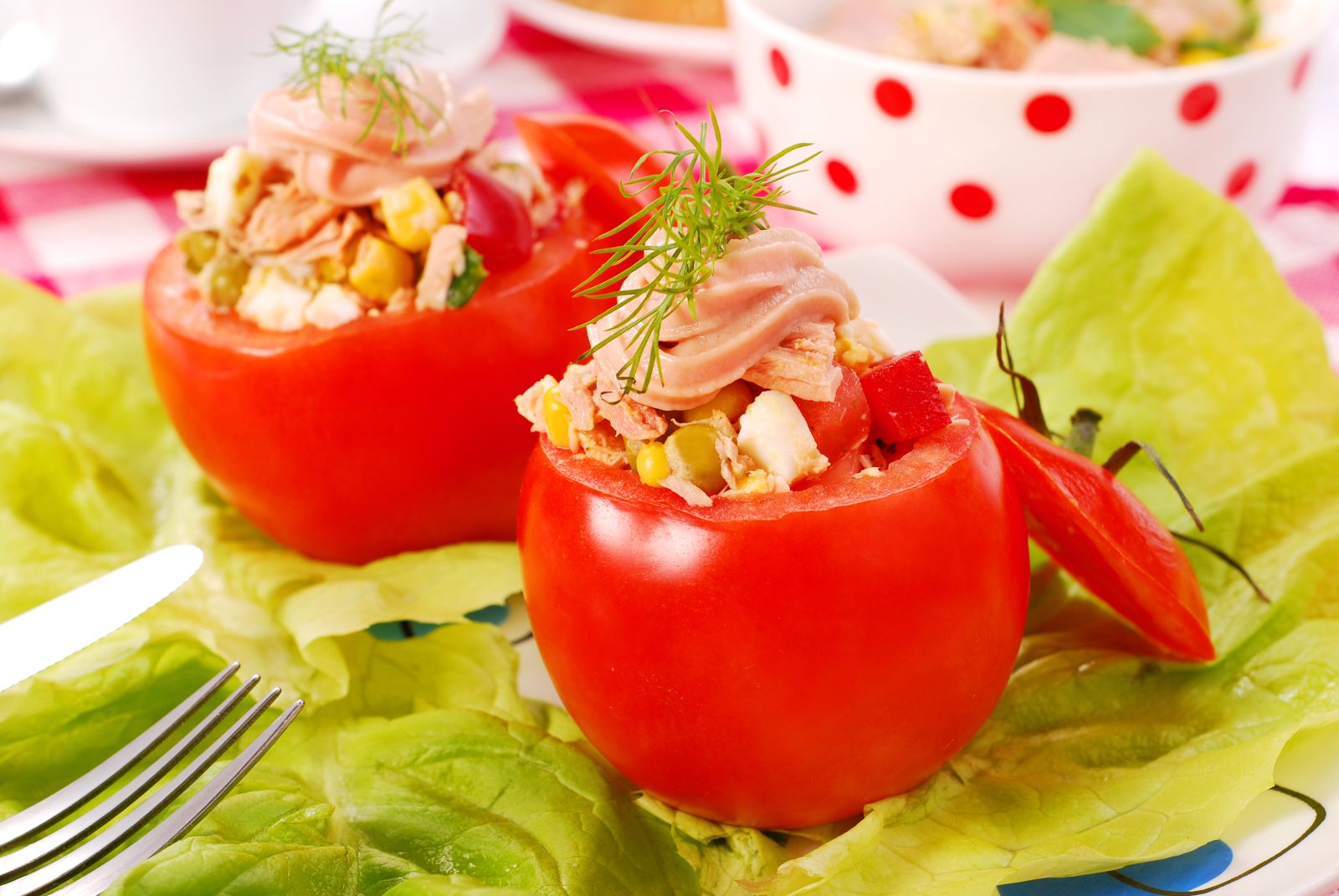 Tuna Stuffed Tomatoes — prepared dish