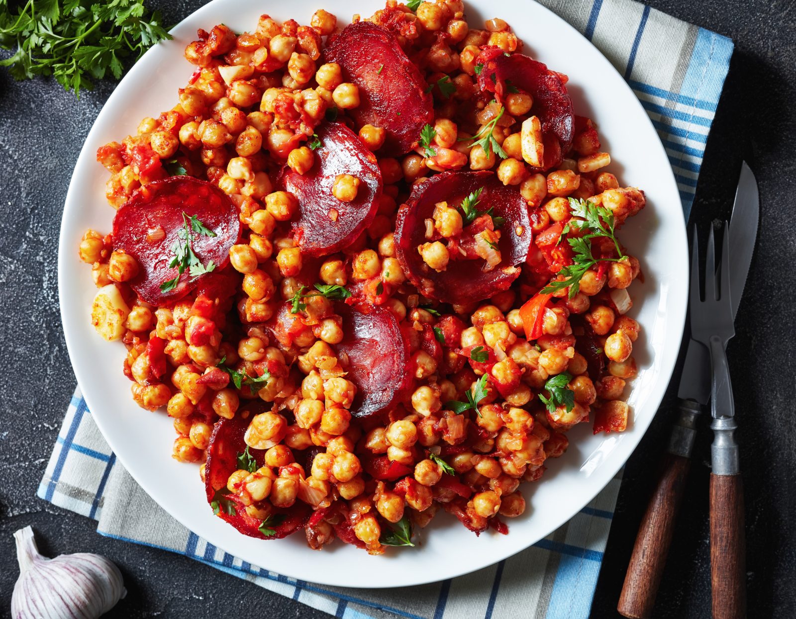 Chick Peas and Prosciutto — prepared dish