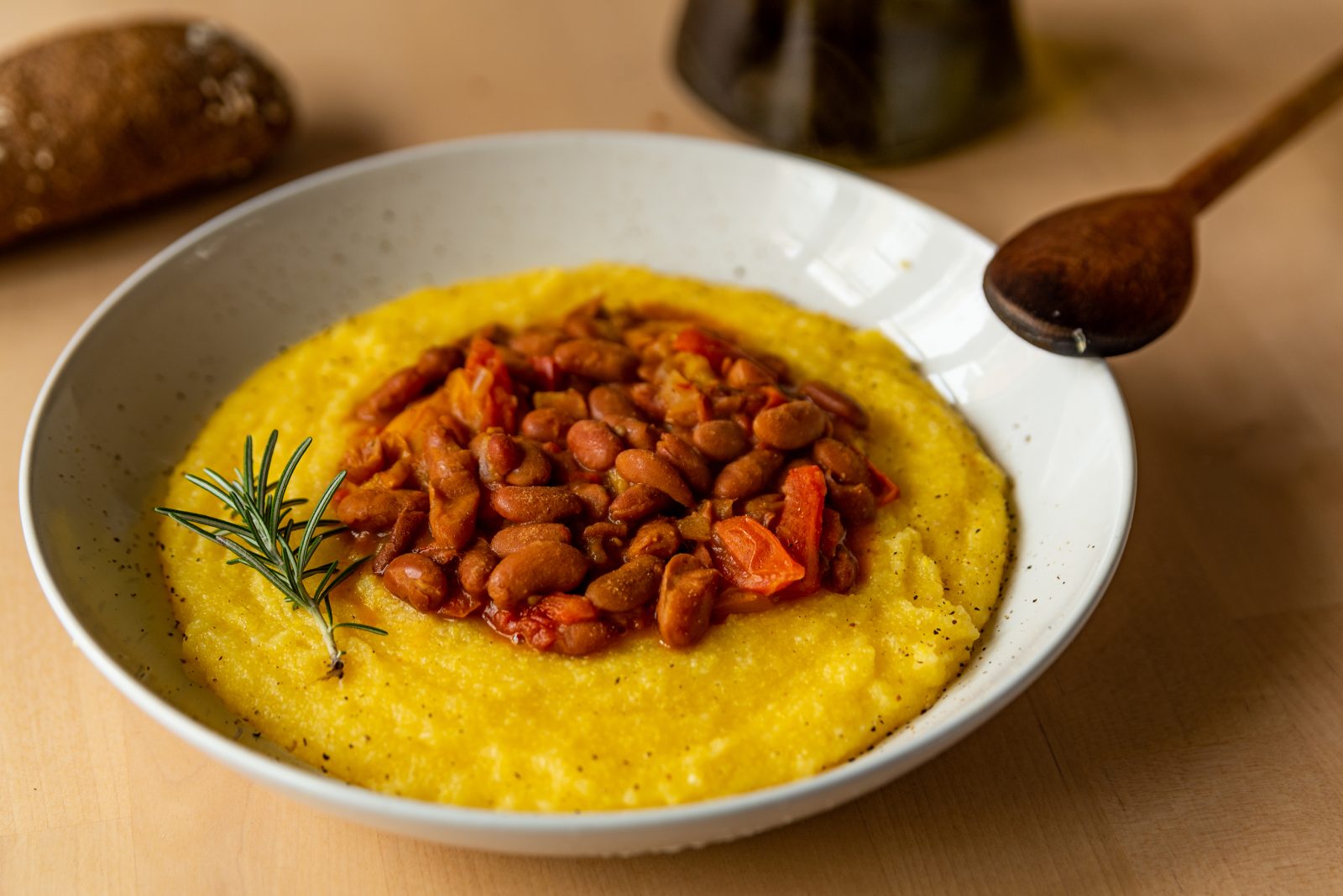 Polenta with Bean Sauce — prepared dish